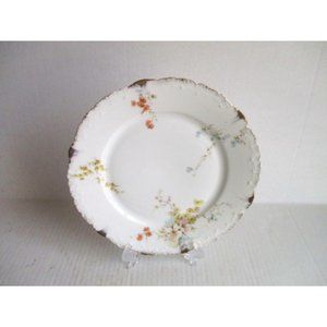 *Vintage Monbijou White Bavaria Ceramic Plate Pastel Pink and Blue Flowers